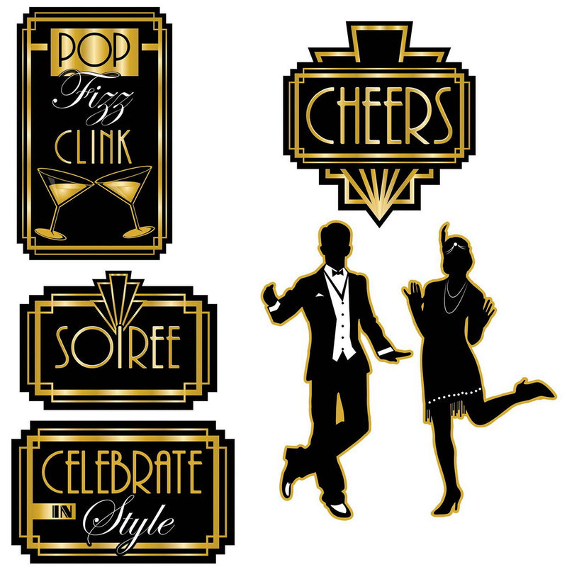 Great 20's Cutouts – 10½"-16" – (6/Pkg) by Beistle Printed