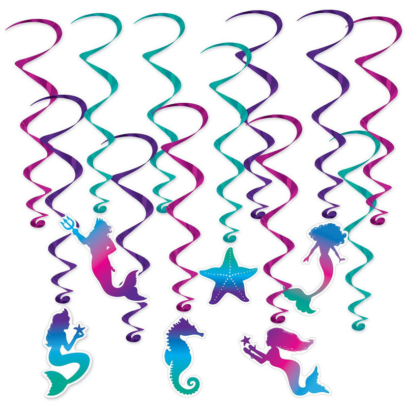 Mermaid Whirls – 17½"-29½" – (12/Pkg) by Beistle