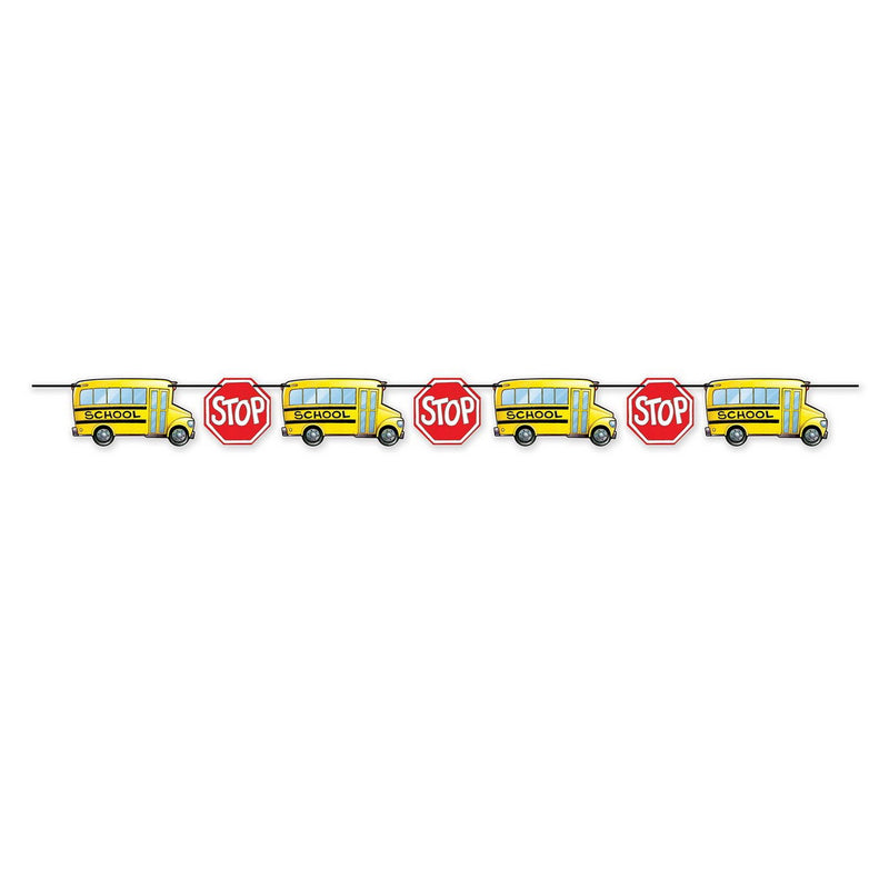 School Bus Streamer – 6" x 8' – (1/Pkg) by Beistle for Educational Streamers