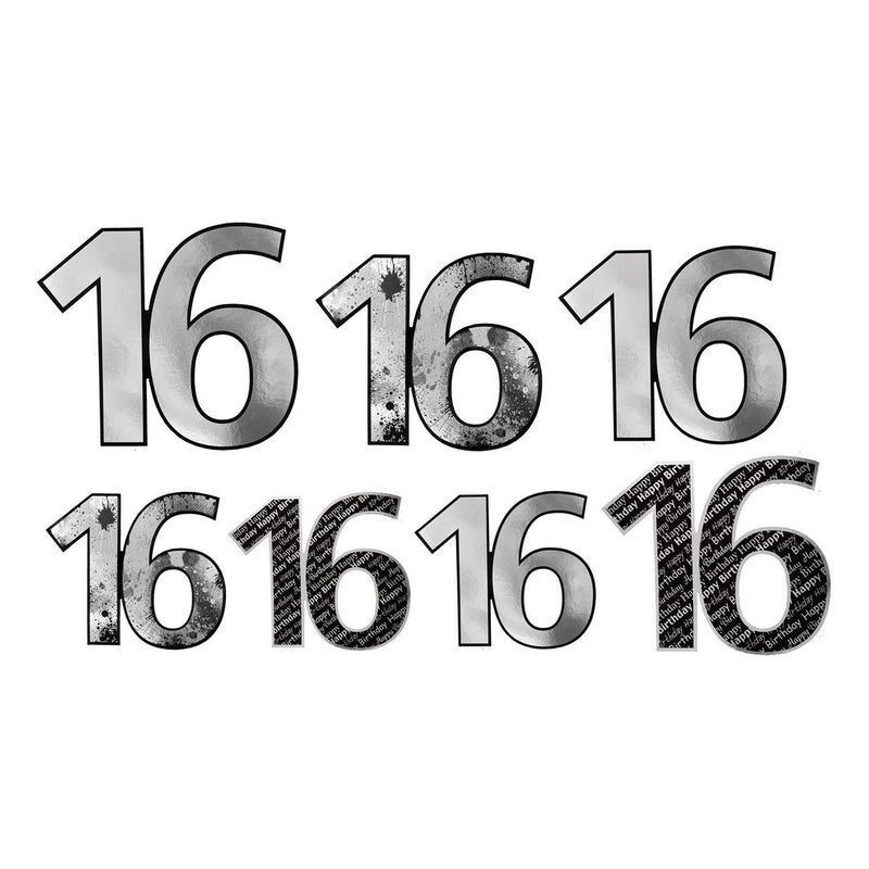 "16" Foil Cutouts – Asstd – (7/Pkg) by Beistle for Sweet 16