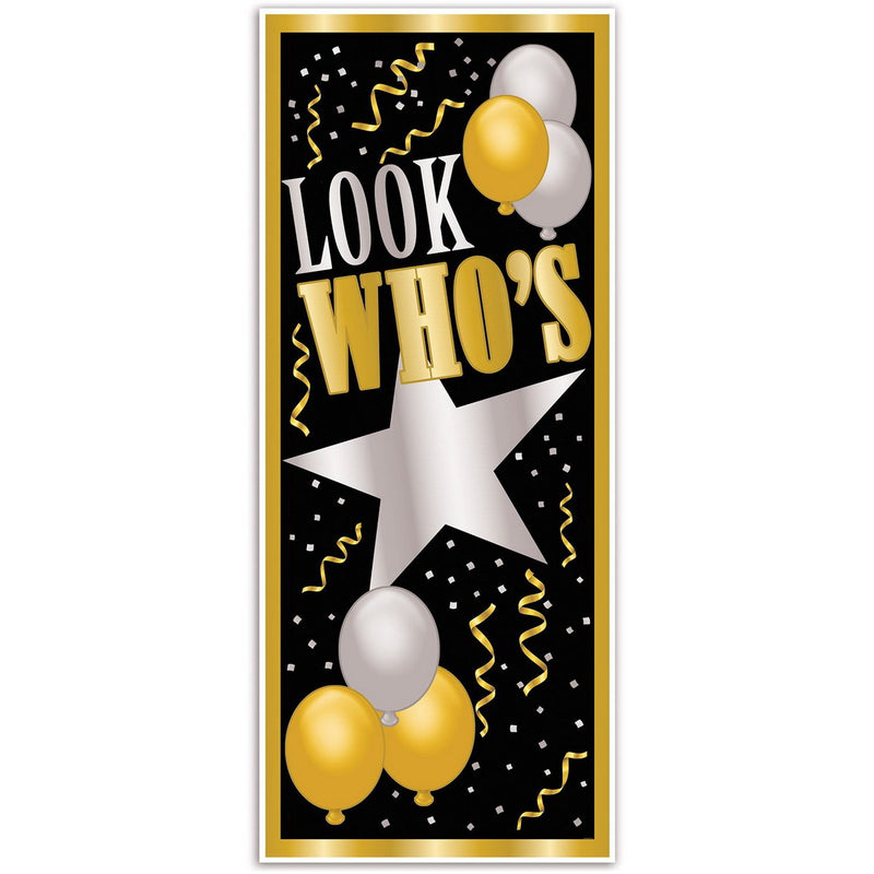 Look Who's Door Cover – 6' x 30" – (1/Pkg) by Beistle for Birthday Door Covers