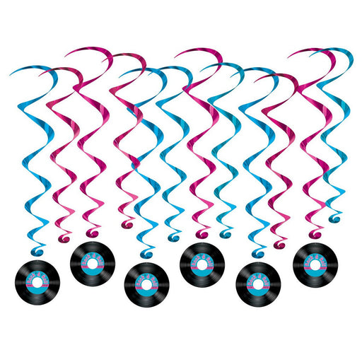 Rock & Roll Record Whirls – 17½"-33½" – (12/Pkg) by Beistle for 50's and Rock & Roll