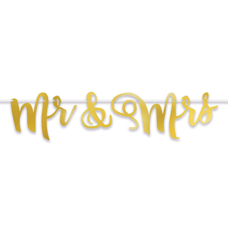 Foil Mr & Mrs Streamer – 9¾" x 5' – (1/Pkg) by Beistle for Wedding Streamers