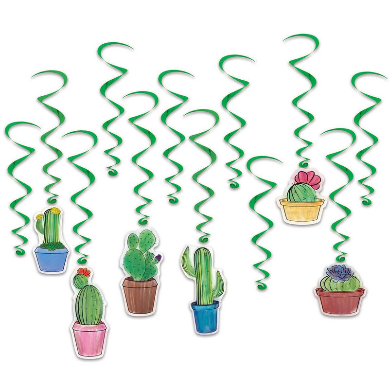 Cactus Whirls – 15"-30½" – (12/Pkg) by Beistle for Cactus & Llama