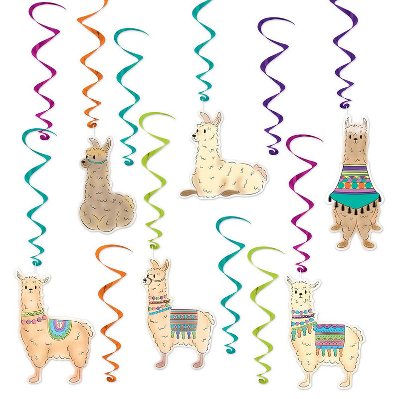 Llama Whirls – 15"-29" – (12/Pkg) by Beistle for Cactus & Llama