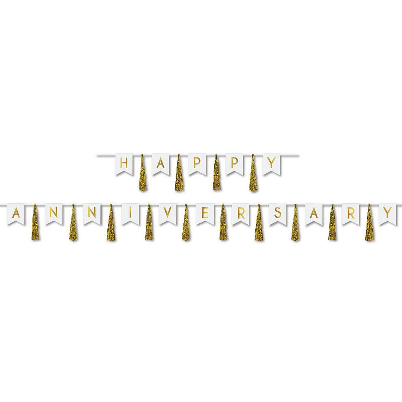 Happy Anniversary Tassel Streamer – 13" x 6' & 13" x 14' – (1/Pkg) by Beistle Streamers