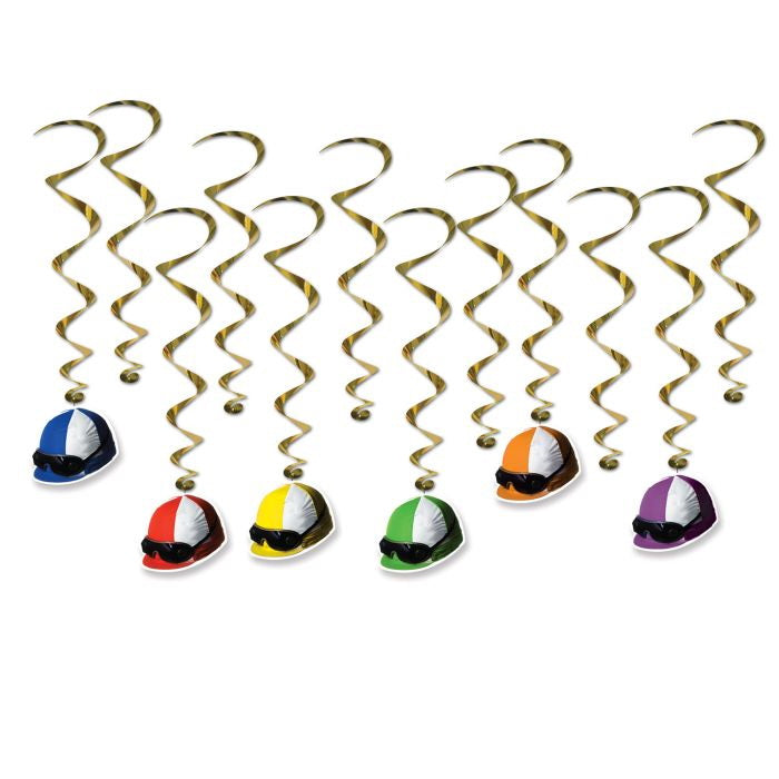 Jockey Helmet Whirls – 17½"-29½" – (12/Pkg) by Beistle for Derby Day