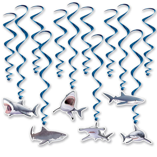 Shark Whirls – 17½"-28½" – (12/Pkg) by Beistle
