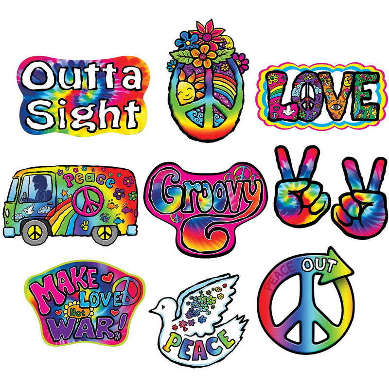 60's Cutouts – 7½"-12¼" – (10/Pkg) by Beistle Printed