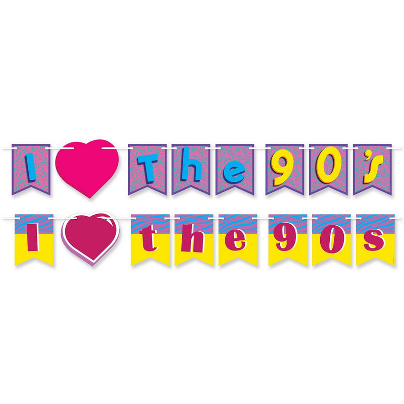 I Love The 90's Streamer Set – 6¾" x 12' – (1/Pkg) by Beistle Streamers