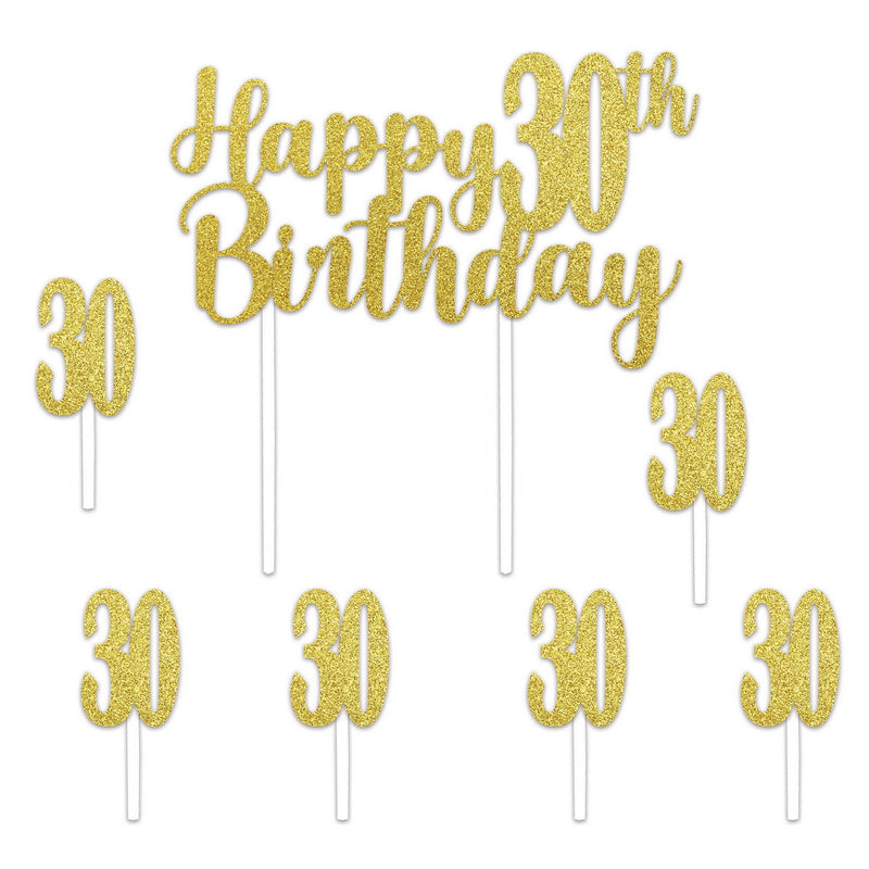 Happy "30th" Birthday Cake Topper – 6" x 8¼" – (1/Pkg) by Beistle for Age-specific birthday Cake Toppers