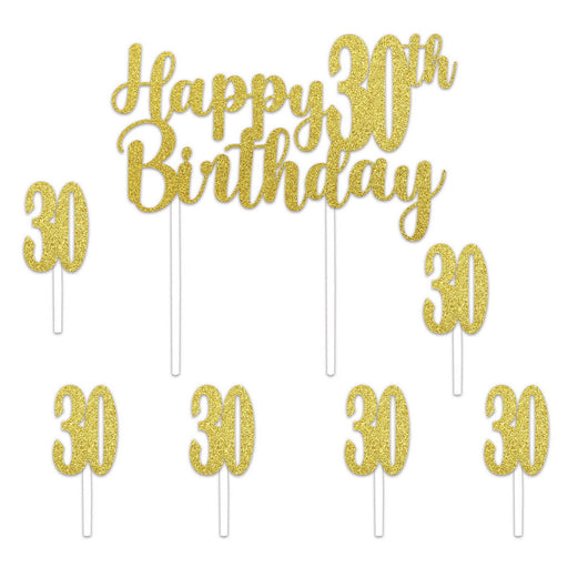 Happy "30th" Birthday Cake Topper – 6" x 8¼" – (1/Pkg) by Beistle for Age-specific birthday Cake Toppers