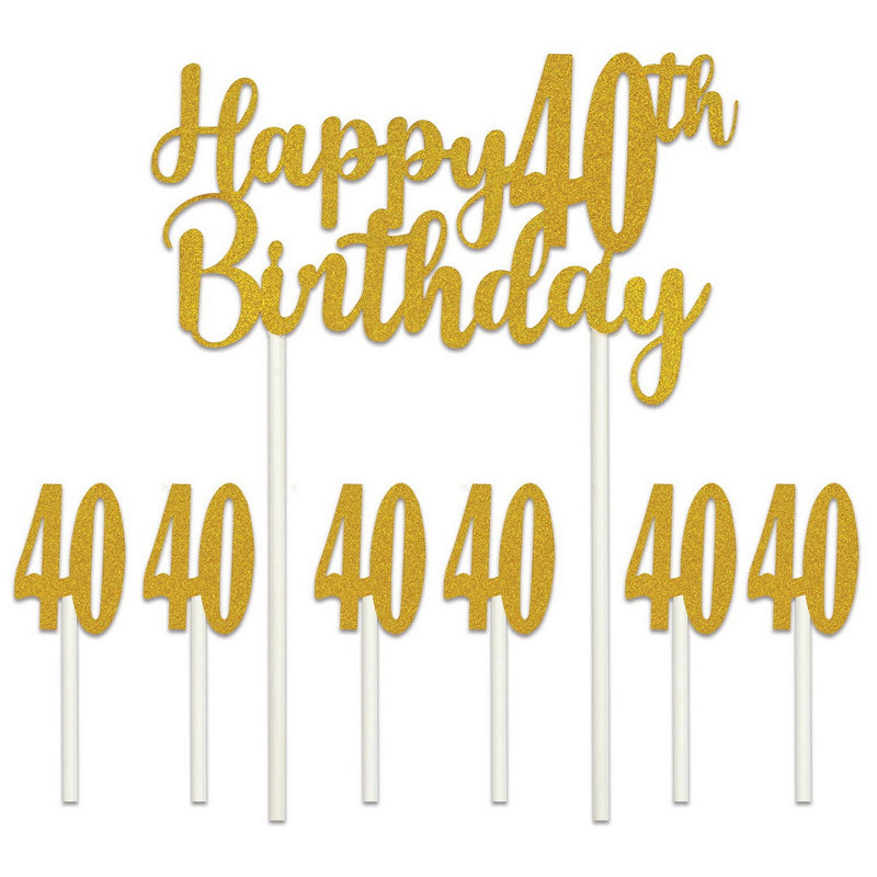 Happy "40th" Birthday Cake Topper – 6" x 8¼" – (1/Pkg) by Beistle for Age-specific birthday Cake Toppers