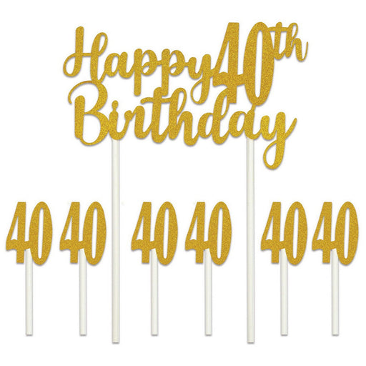 Happy "40th" Birthday Cake Topper – 6" x 8¼" – (1/Pkg) by Beistle for Age-specific birthday Cake Toppers