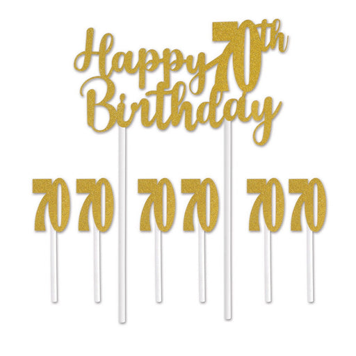 Happy "70th" Birthday Cake Topper – 6" x 8¼" – (1/Pkg) by Beistle for Age-specific birthday Cake Toppers
