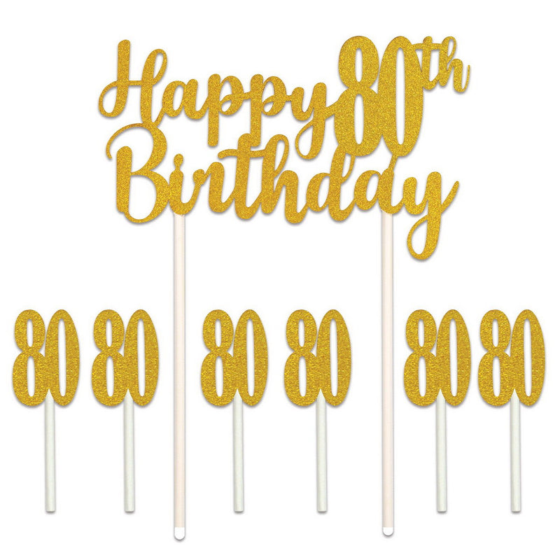 Happy "80th" Birthday Cake Topper – 6" x 8¼" – (1/Pkg) by Beistle for Age-specific birthday Cake Toppers