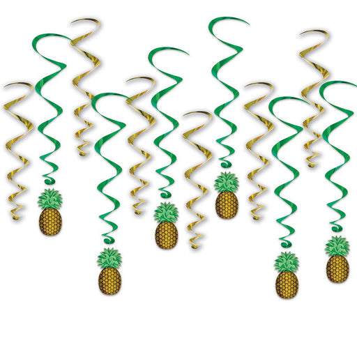 Pineapple Whirls – 17½"-31" – (12/Pkg) by Beistle for Luau