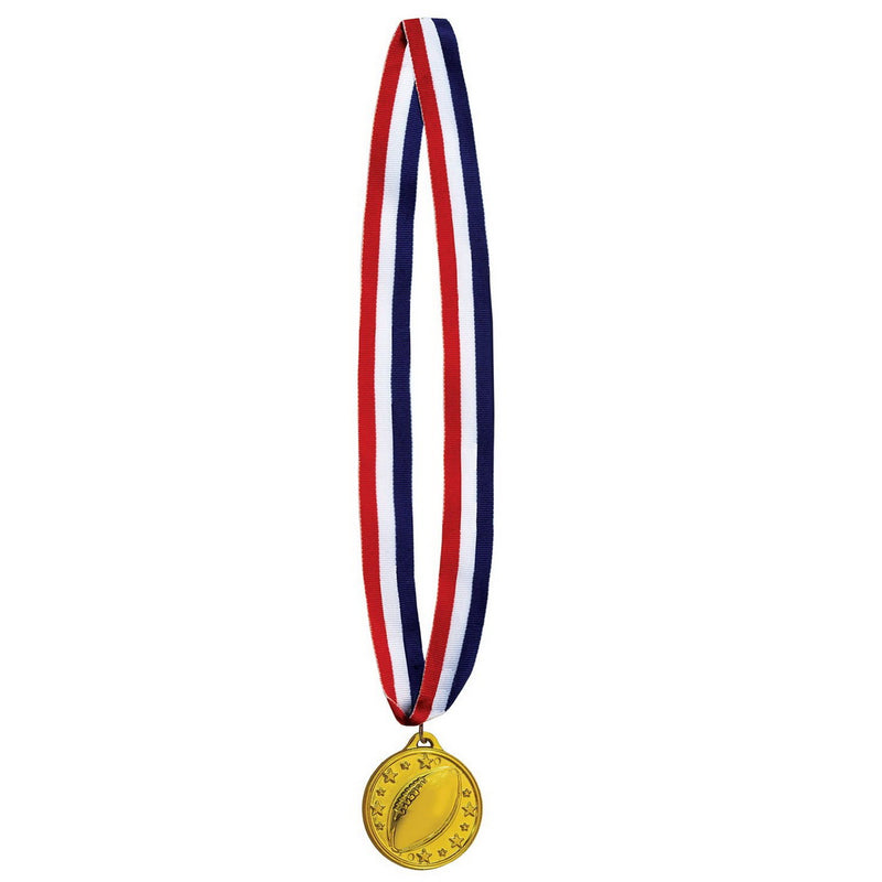 Football Medal w/Ribbon – 30" w/2" Medal – (1/Pkg) by Beistle Awards