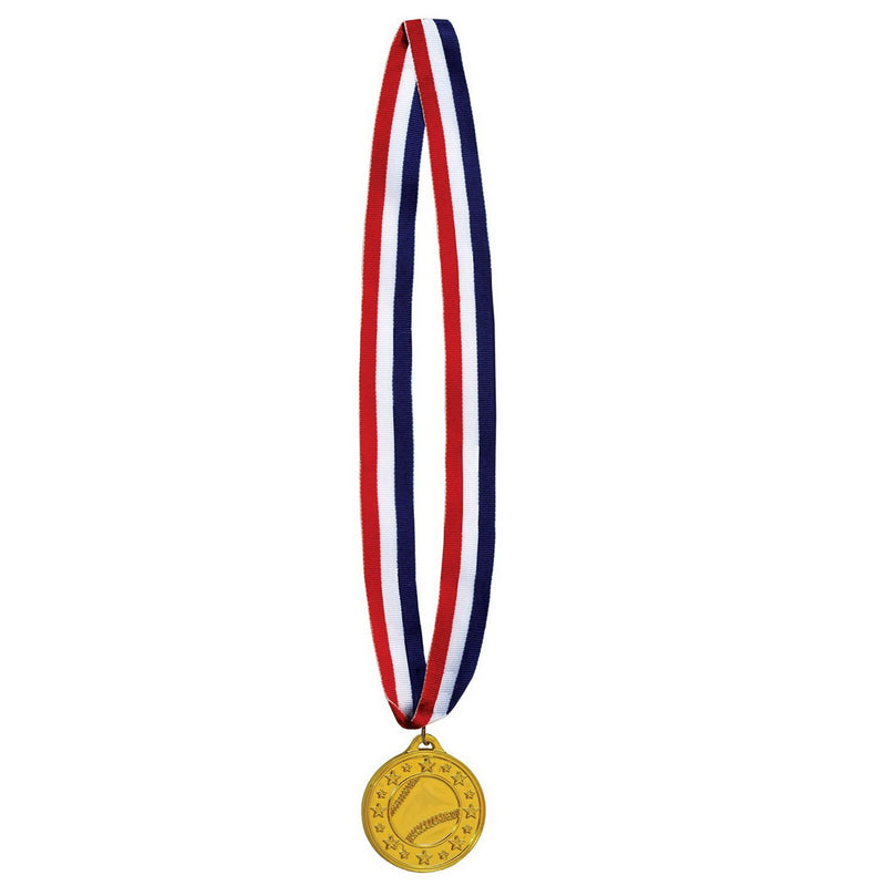 Baseball Medal w/Ribbon – 30" w/2" Medal – (1/Pkg) by Beistle Awards