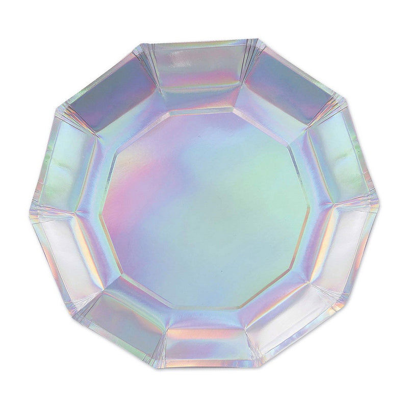 Iridescent Decagon Plates – 7" – (8/Pkg) by Beistle for General occasion Plates-Dessert