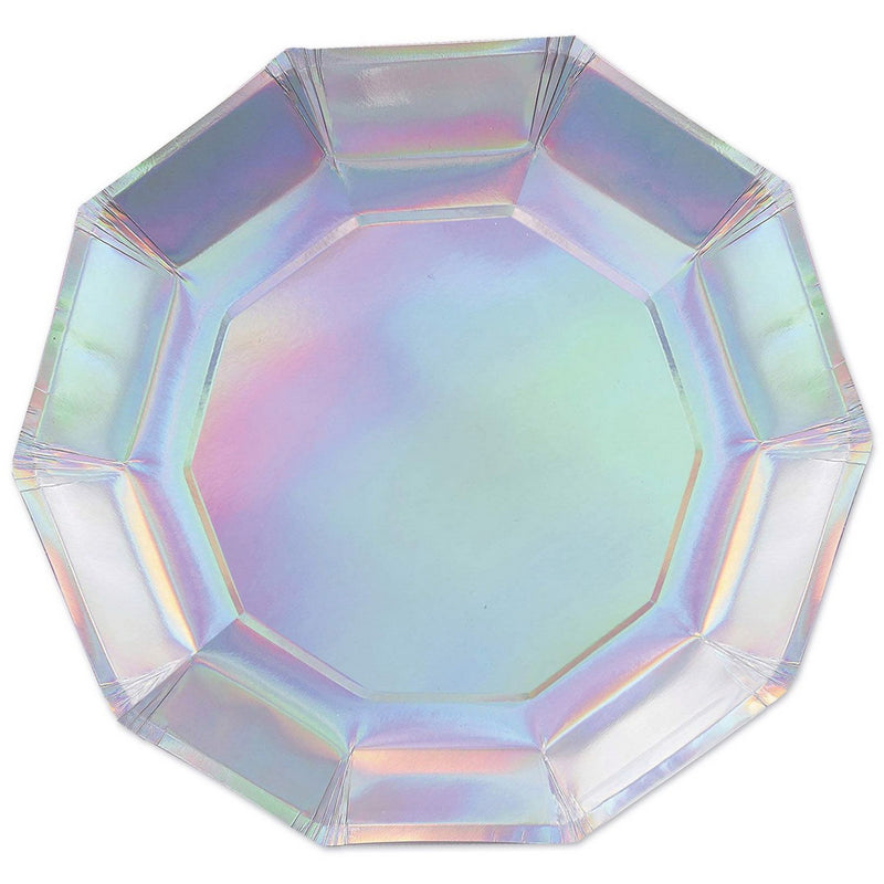 Iridescent Decagon Plates – 9" – (8/Pkg) by Beistle for General occasion Plates-Dinner