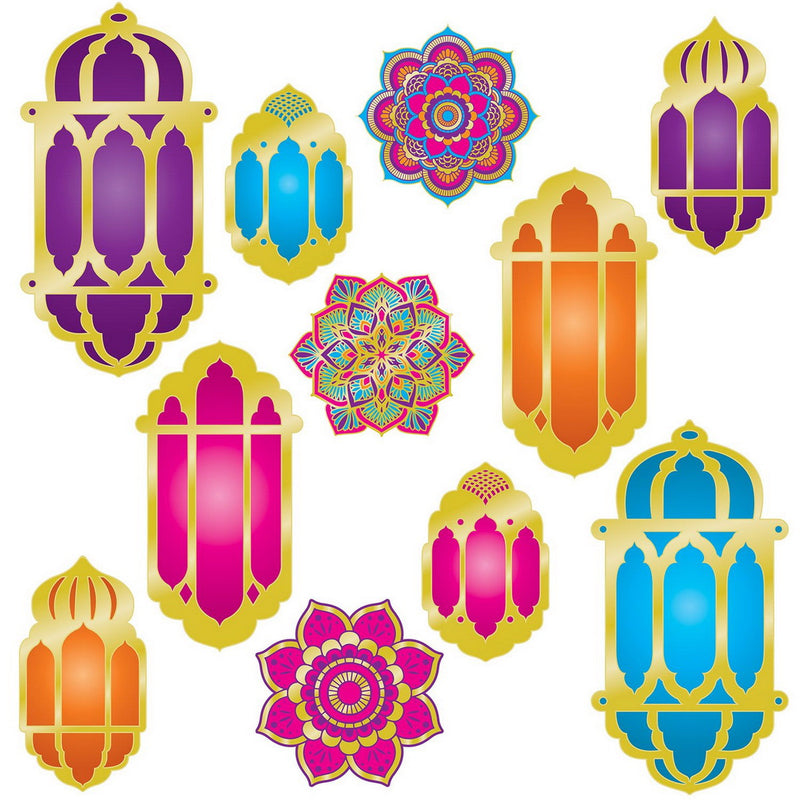 Foil Lantern & Mandala Cutouts – 6¾"-15" – (11/Pkg) by Beistle for Arabian Nights