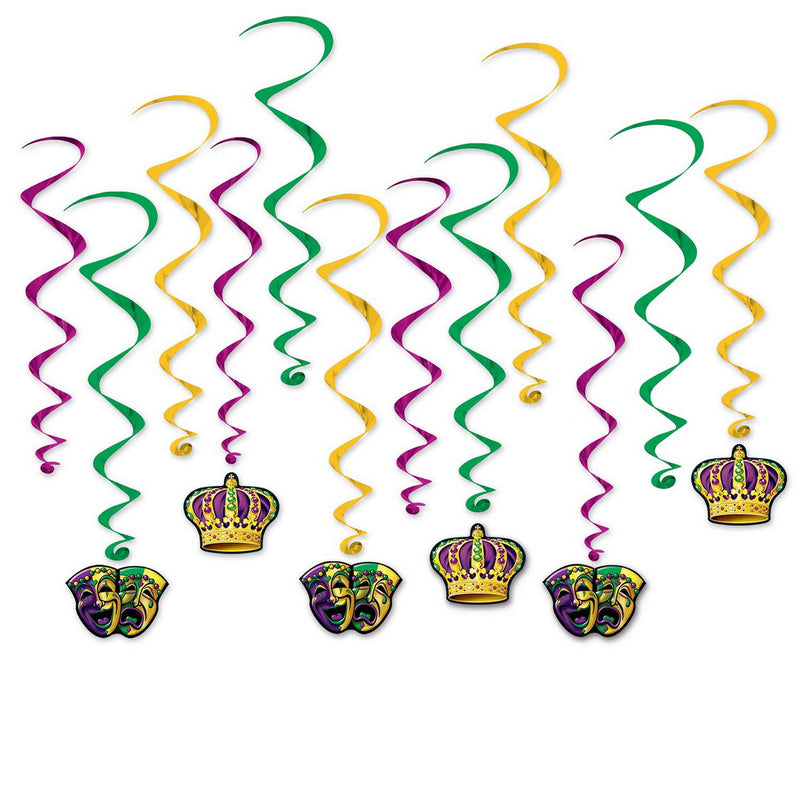 Mardi Gras Whirls – 17½"-31½" – (12/Pkg) by Beistle