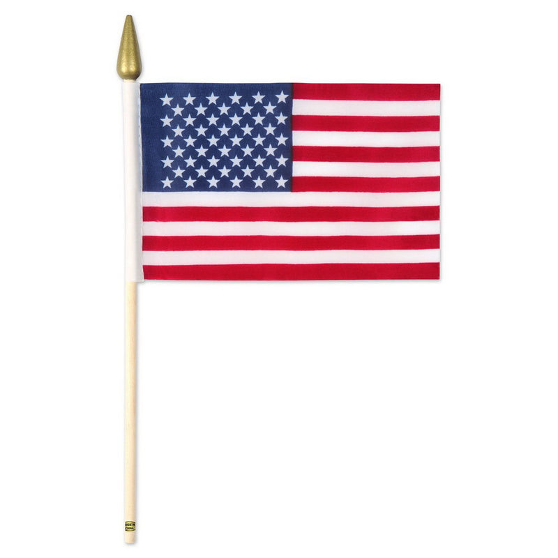 Pkgd American Flags - Fabric – 4" x 6" – (12/Pkg) by Beistle for Patriotic