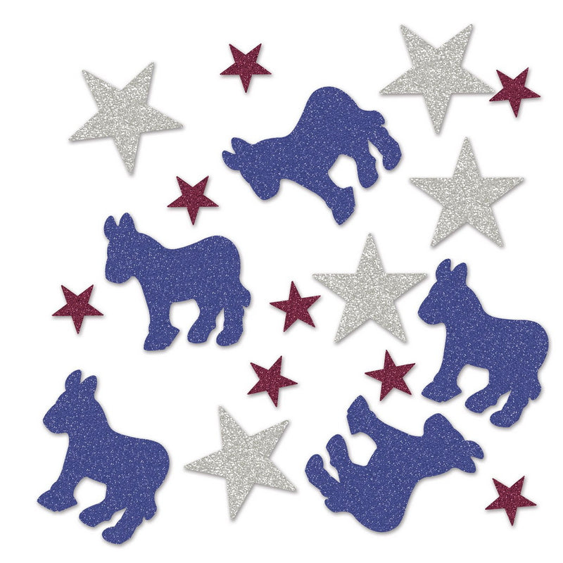 Democratic Deluxe Sparkle Confetti – (½ Oz/Pkg) by Beistle for Patriotic
