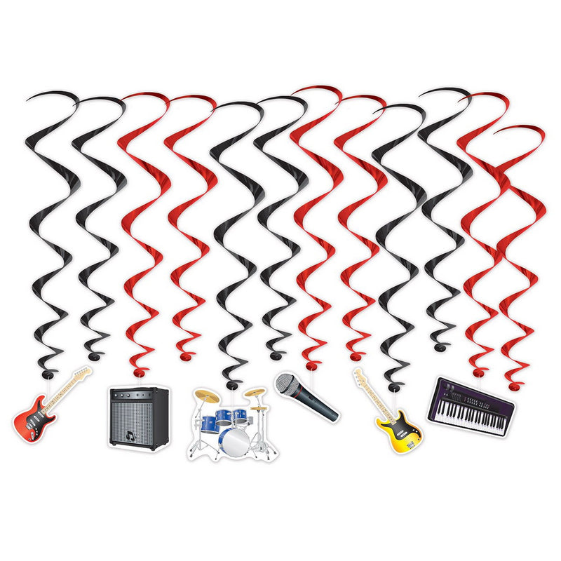 Band Whirls – 17½"-33¼" – (12/Pkg) by Beistle for Music