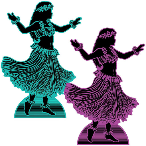 Hula Dancer Silhouette Stand-Ups – 4' 9" x 39½" – (2/Box) by Beistle for Luau 3-D Props