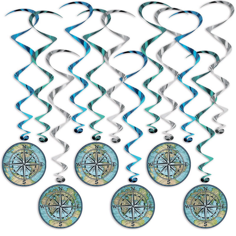 Bon Voyage Whirls – 15"-28" – (12/Pkg) by Beistle