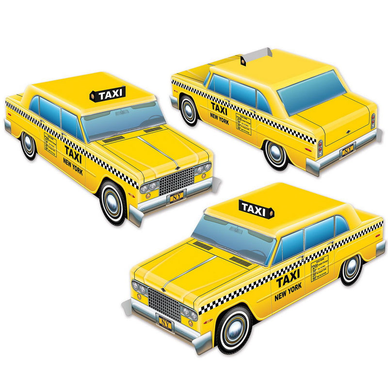 3-D Taxi Cab Centerpieces – 4" x 10½" – (3/Pkg) by Beistle for New York City