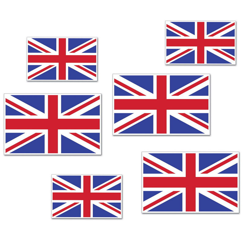 British Flag Cutouts – 5¾" & 8¼" – (6/Pkg) by Beistle Printed