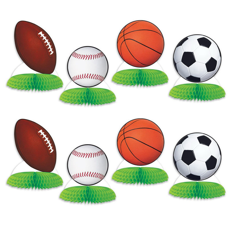 Sports Ball Mini Centerpieces – 4"-4¾" – (8/Pkg) by Beistle Tissue