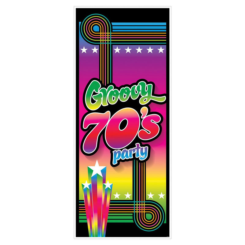 70's Groovy Party Door Cover – 6' x 30" – (1/Pkg) by Beistle Door Covers