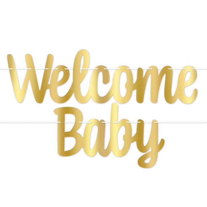 Foil Welcome Baby Streamer – 7" x 4' – (1/Pkg) by Beistle for Baby Shower Streamers
