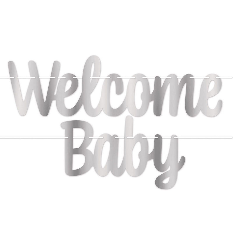 Foil Welcome Baby Streamer – 7" x 4' – (1/Pkg) by Beistle for Baby Shower Streamers