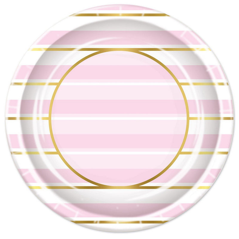 Striped Plates – 9" – (8/Pkg) by Beistle for Baby Shower Plates-Dinner