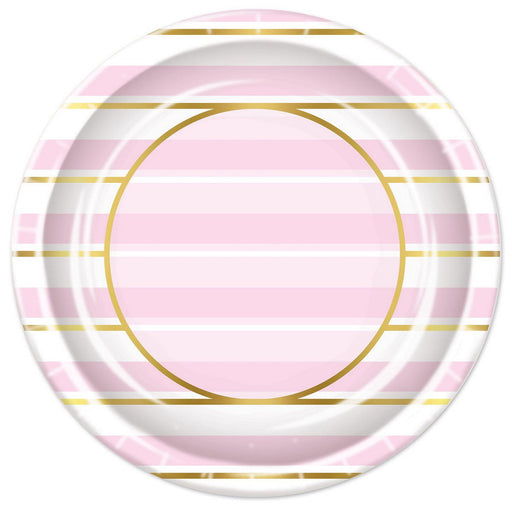 Striped Plates – 9" – (8/Pkg) by Beistle for Baby Shower Plates-Dinner