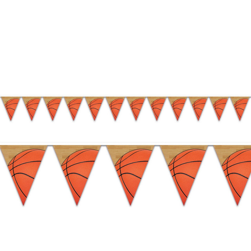 Basketball Pennant Banner – 11" x 12' – (1/Pkg) by Beistle Pennant Banners