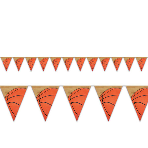 Basketball Pennant Banner – 11" x 12' – (1/Pkg) by Beistle Pennant Banners