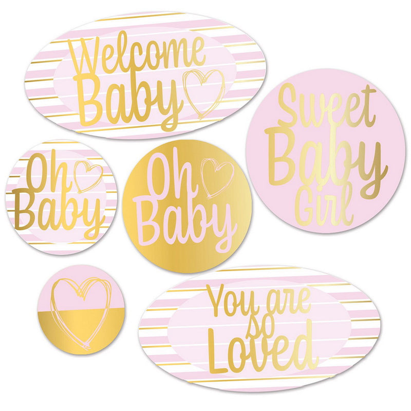 Foil Welcome Baby Cutouts – 5"-13¾" – (6/Pkg) by Beistle for Baby Shower