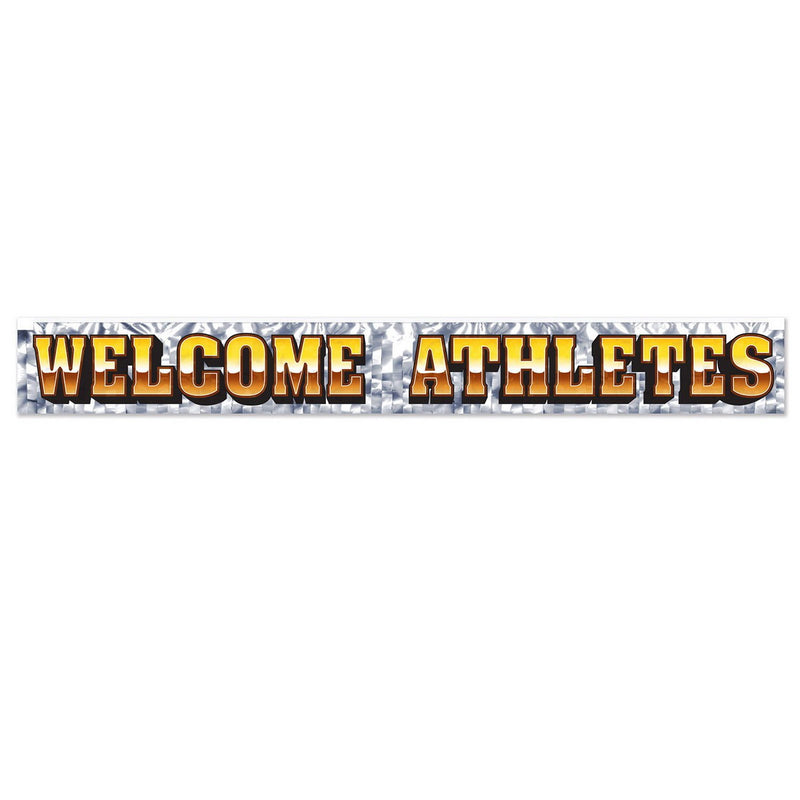 Metallic Welcome Athletes Fringe Banner – 7½" x 5' – (1/Pkg) by Beistle for Sports Metallic Banners