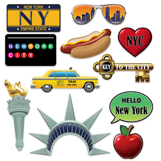 New York City Photo Fun Signs – 3½"-13½" – (11/Pkg) by Beistle