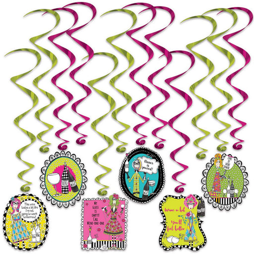 Dolly Mama's Wine Celebration Whirls – 15"-29½" – (12/Pkg) by Beistle