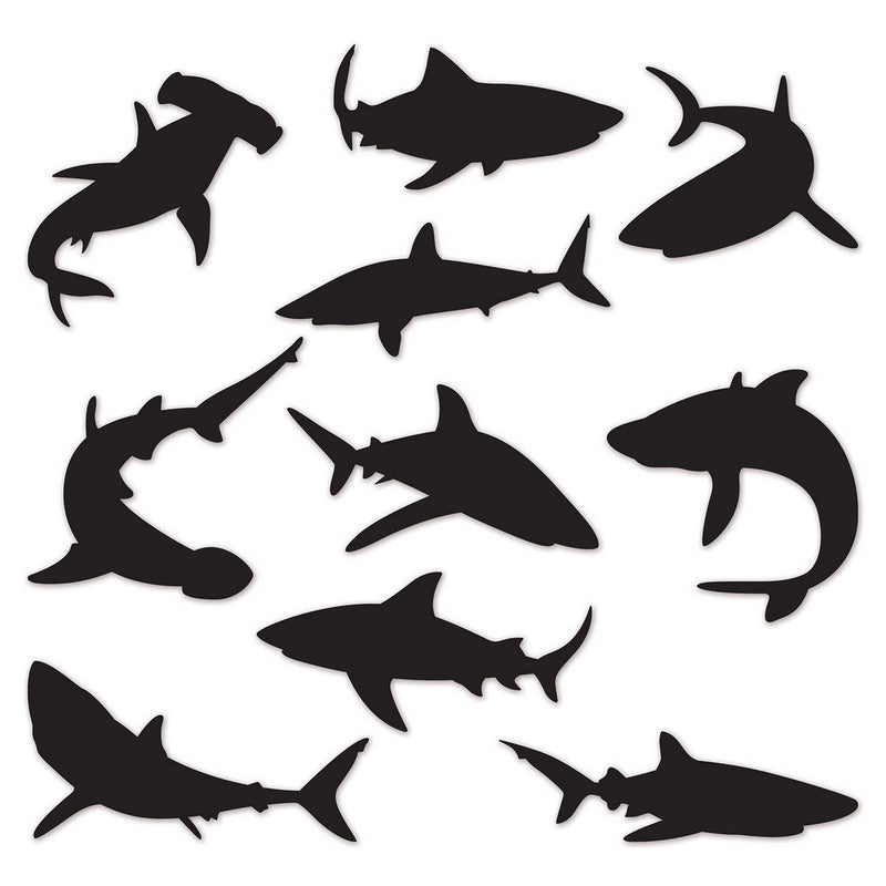 Shark Silhouettes – 10"-15" – (10/Pkg) by Beistle