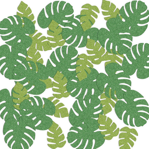 Tropical Palm Leaf Dlx Sparkle Confetti – (½ Oz/Pkg) by Beistle for Jungle Deluxe Sparkle