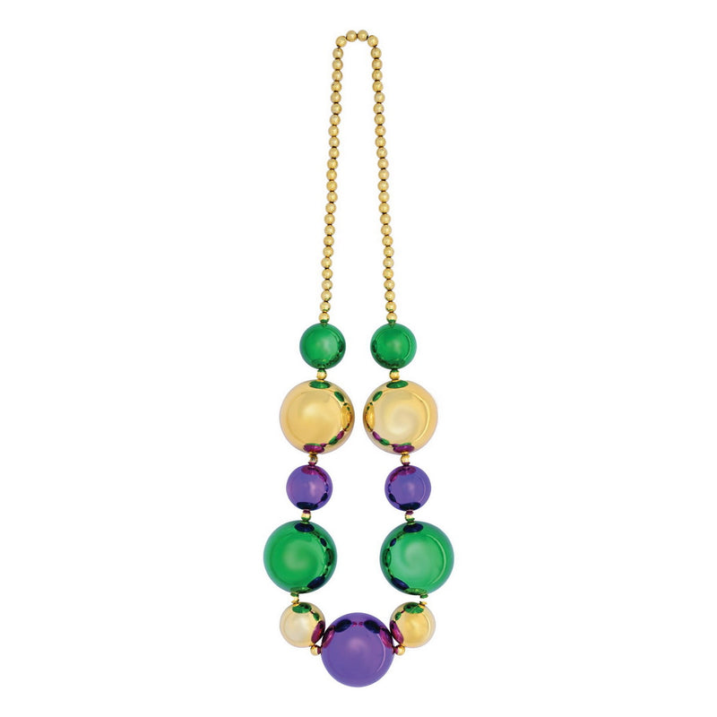 Jumbo Mardi Gras Beads – 4' 7" – (1/Card) by Beistle Round Party Beads