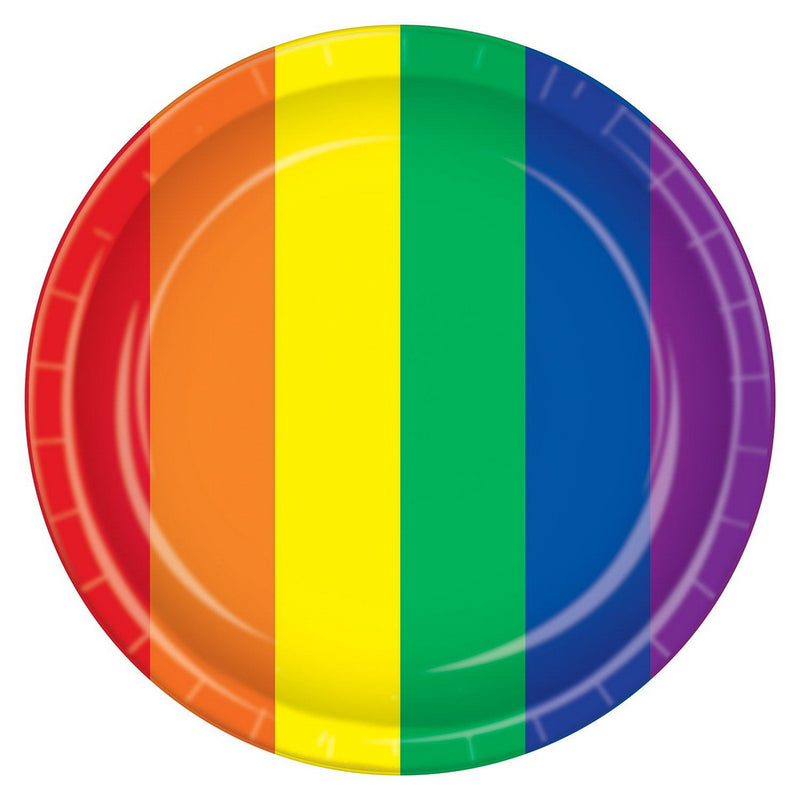 Rainbow Plates – 9" – (8/Pkg) by Beistle Plates-Dinner